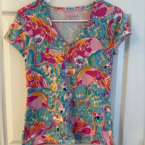 Lilly Pulitzer flamingo print t shirt